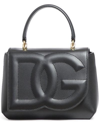 Dolce & Gabbana Logo Embossed Top Handle Bag - Black