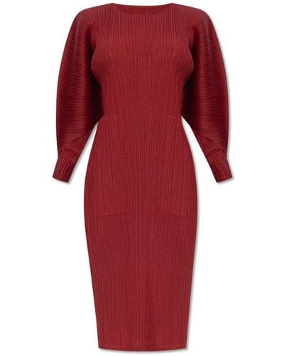 Pleats Please Issey Miyake Pleated Dress - Red