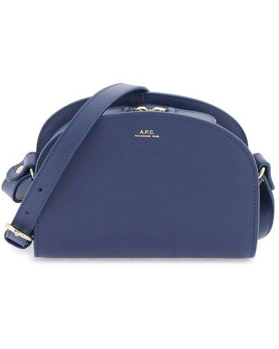 A.P.C. Women's Demi Lune Mini Crossbody Bag - Blue - Shoulder Bags