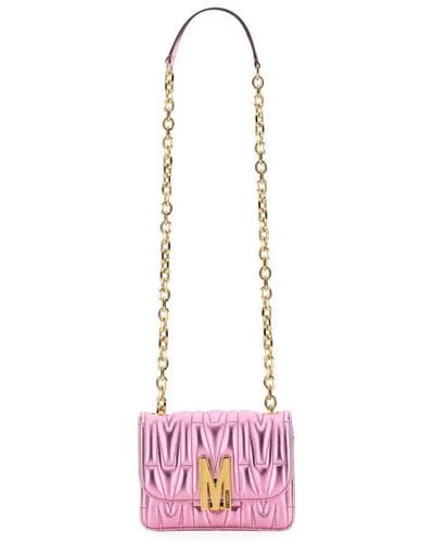 Moschino Quilted Leather Shoulder Bag - Pink