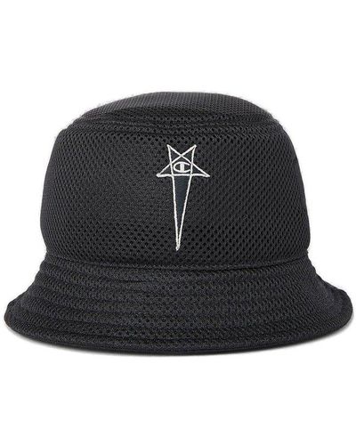 Rick Owens X Champion Logo Embroidered Bucket Hat - Black