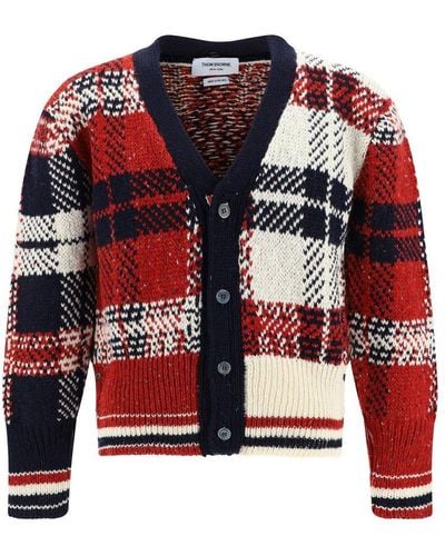 Thom Browne Checkered Button-up Knit Cardigan