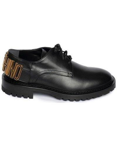 Moschino Logo Lettering Derby Shoes - Black