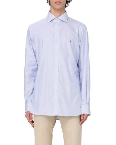 Polo Ralph Lauren Pony-embroidered Striped Buttoned Shirt - Blue