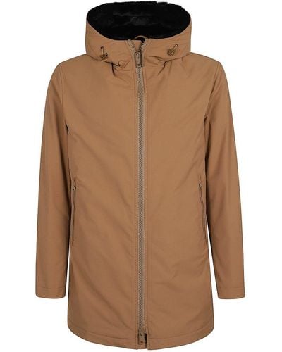 Herno High-neck Hooded Coat - Brown