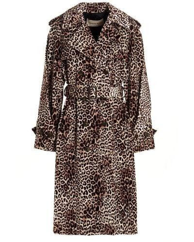 Alexandre Vauthier Leopard Velvet Trench Coat - Multicolour