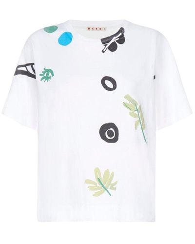 Marni Graphic Logo Printed T-shirt - White