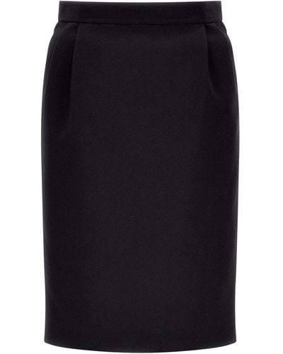 Saint Laurent Zip Detailed High Waist Skirt - Black