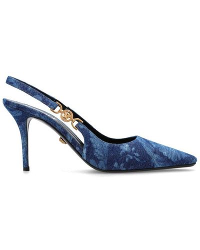 Versace Barocco Jacquard Slingback Court Shoes - Blue