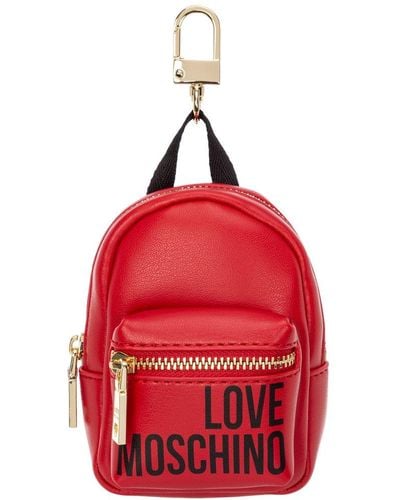 Love Moschino Logo Printed Zipped Backpack Purse - Red