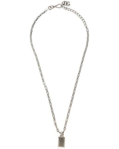 Dolce & Gabbana Dg Logo Charm Necklace - Blue