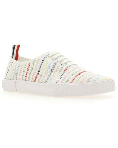 Thom Browne Heritage Seersucker Tulle Lace-up Trainers - White