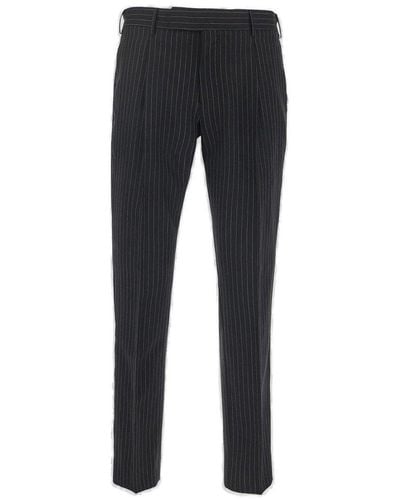 PT Torino Pinstripe-printed Pleat Detailed Tapered Trousers - Blue