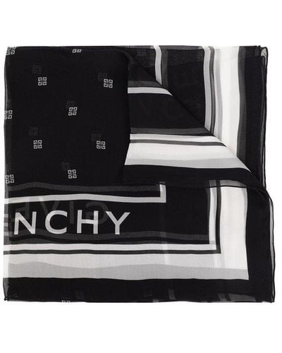 Givenchy Silk Scarf With Logo - Black