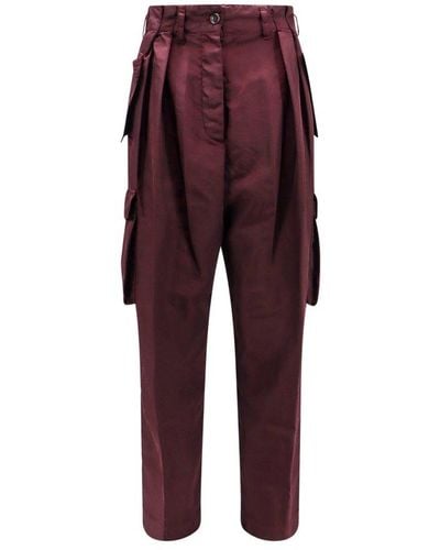 Dries Van Noten Button Detailed Straight Leg Trousers - Red