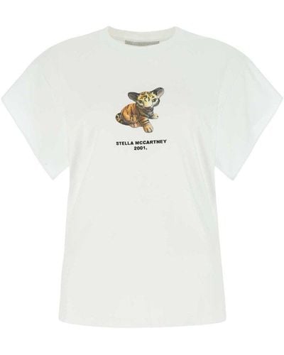 Stella McCartney Tiger Printed Crewneck T-shirt - White