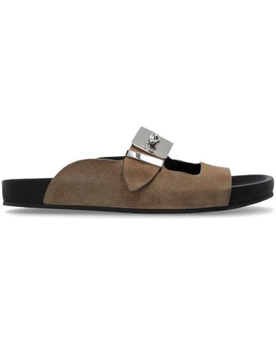 Lanvin Side-buckle Slip-on Sandals - Natural