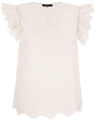 Weekend by Maxmara Lace-detailed Crewneck Blouse - Natural