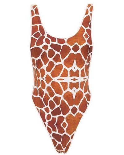 Reina Olga Giraffe Print Swimsuit - Red