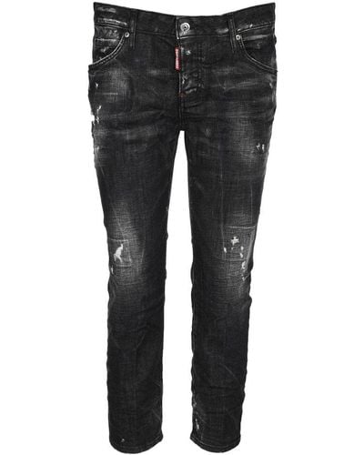 DSquared² Straight Leg Distressed Jeans - Black