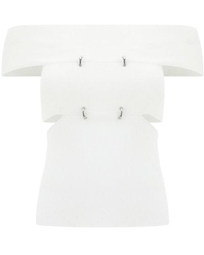 Alexander McQueen Cut-out Off-shoulder Stretch Top - White