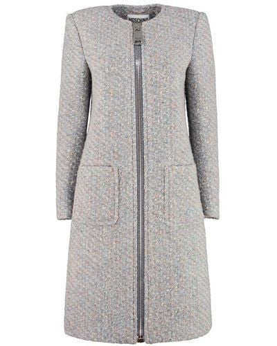 Moschino Boucle Knit Coat - Grey