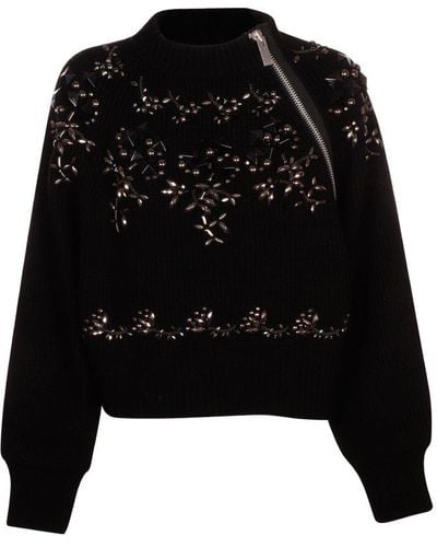 Sacai Flower Studs Knit Pullover - Black