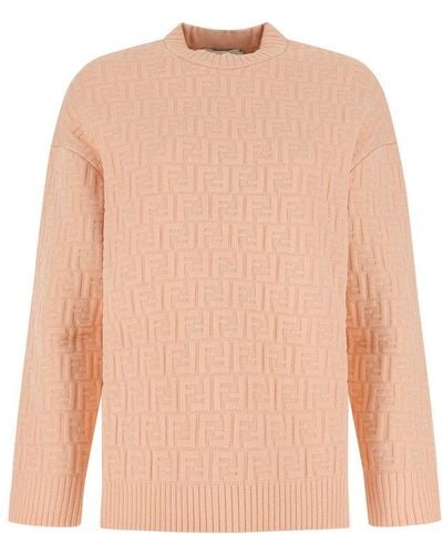 Fendi All-over Ff Motif Embossed Pullover - Pink