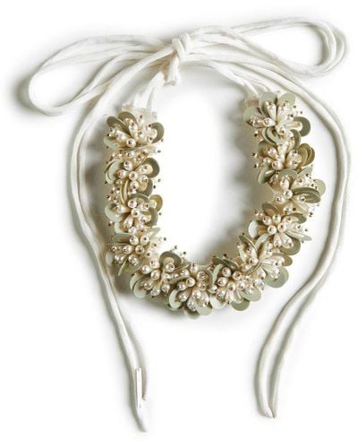 Dries Van Noten Embellished Lace-up Necklace - Metallic