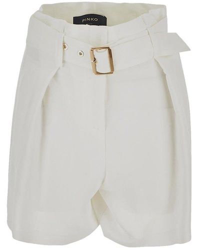Pinko Belted High-waist Shorts - White