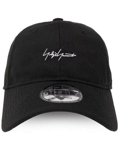 Yohji Yamamoto Logo Embroidered Curved Peak Cap - Black