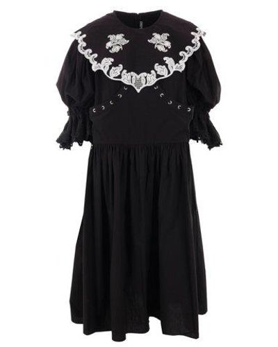 Chopova Lowena Floral Embroidered Midi Dress - Black