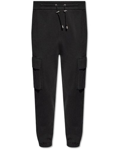 Balmain Pocket Detailed Drawstring Cargo Trousers - Black
