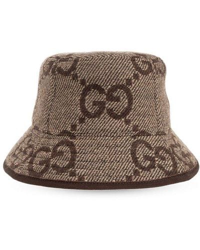 Gucci Monogrammed Bucket Hat, - Brown