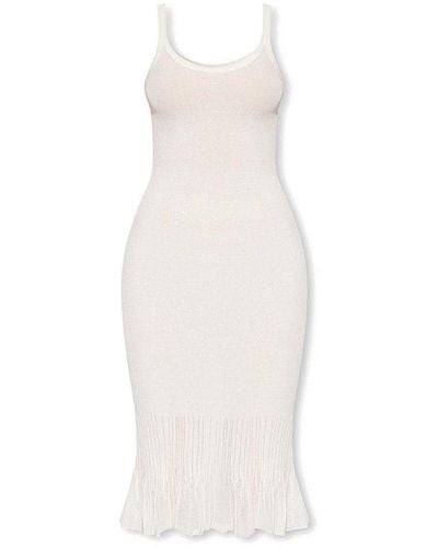 Bottega Veneta Cream Ribbed Sleeveless Dress - White