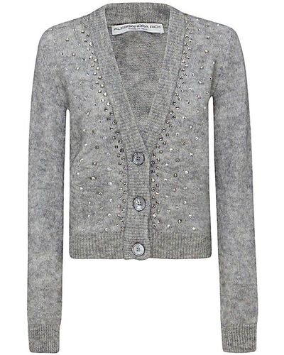 Alessandra Rich Embellished Button-up Cardigan - Gray