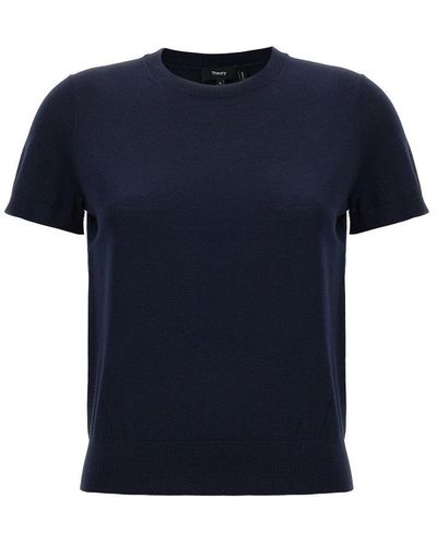 Theory Fine-knit Crewneck T-shirt - Blue