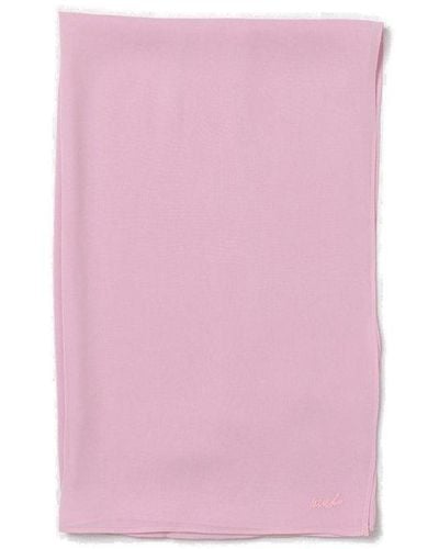 Pinko Logo-embroidered Scarf - Pink