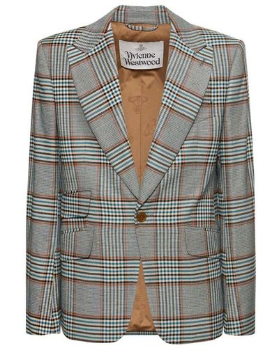 Vivienne Westwood Checked Single-breasted Jacket - Grey
