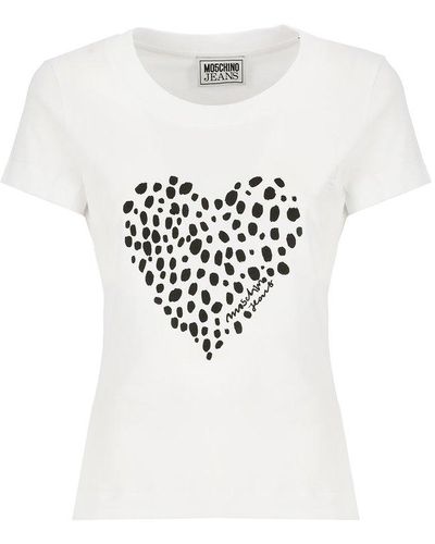 Moschino Jeans Heart-printed Crewneck T-shirt - White