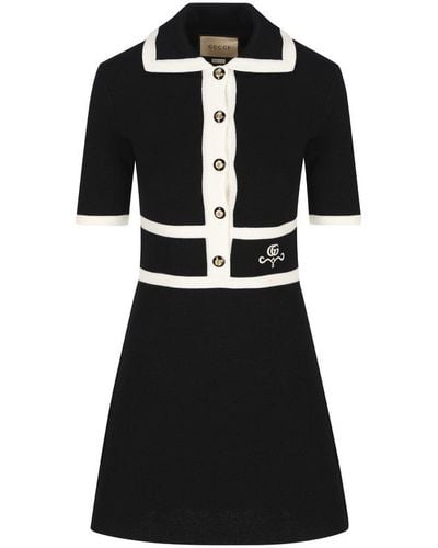 Gucci Monogram Embroidered Dress - Black