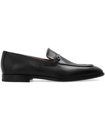 Ferragamo Gancini-plaque Leather Loafers - Black