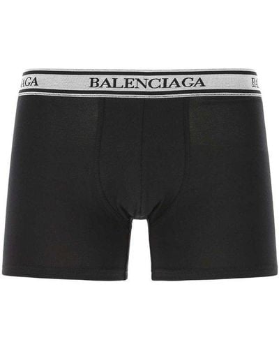 Balenciaga Elastic Logo Waist Boxer Briefs - Black