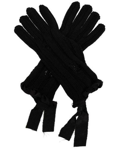 MM6 by Maison Martin Margiela Gloves With Vintage Effect, - Black