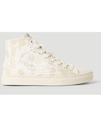 Vivienne Westwood Logo Patch High Top Sneakers - Natural