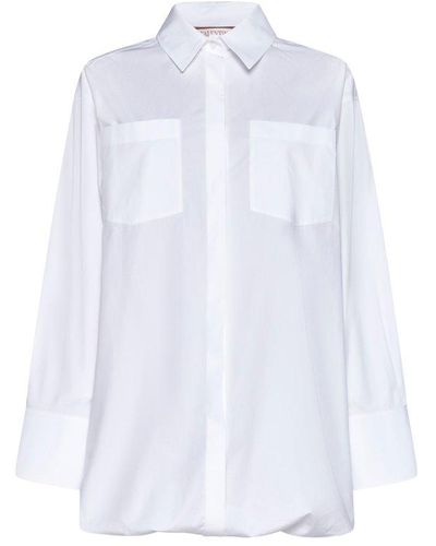 Valentino Layered Long-sleeved Shirt Dress - White