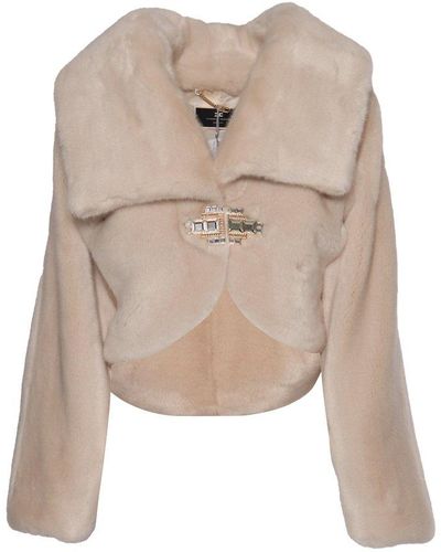 Elisabetta Franchi Oat Synthetic Fur Short Jacket - Natural