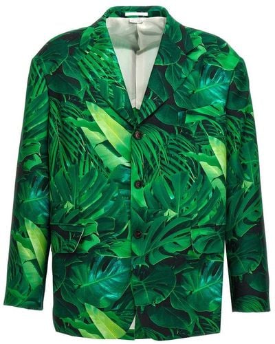 Comme des Garçons Allover Printed Single-breasted Blazer - Green