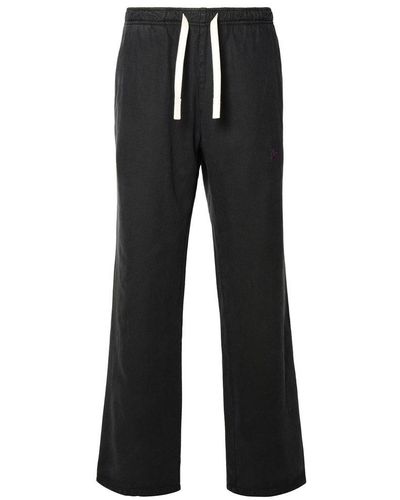 Palm Angels Monogram Embroidered Drawstring Trousers - Black