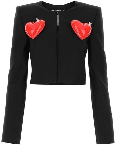 Moschino Heart-detailed Cropped Jacket - Black